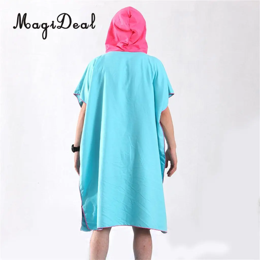 MagiDeal Surf Beach Wetsuit Changing Towel Poncho Robe & Hood, Pocket, Mesh Bag for Surfer, Swimmer, Diver - One Size Fits All