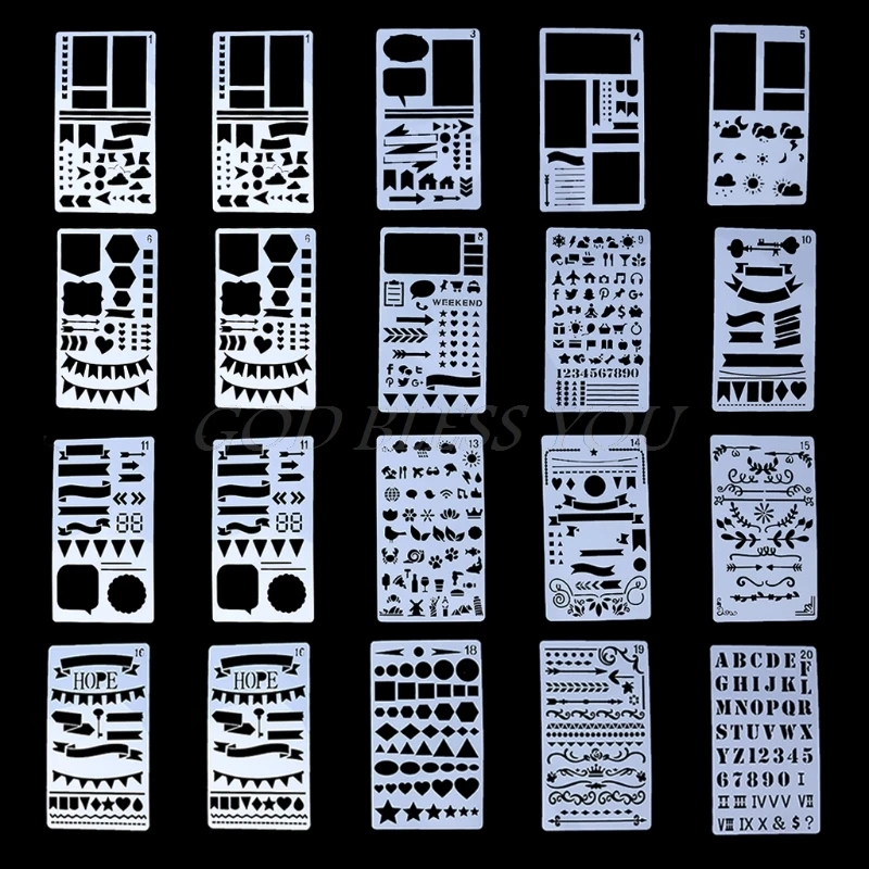 

20 Patterns to Choose Different Painting Stencil DIY Home Decor Planner Scrapbooking Album Craft Art