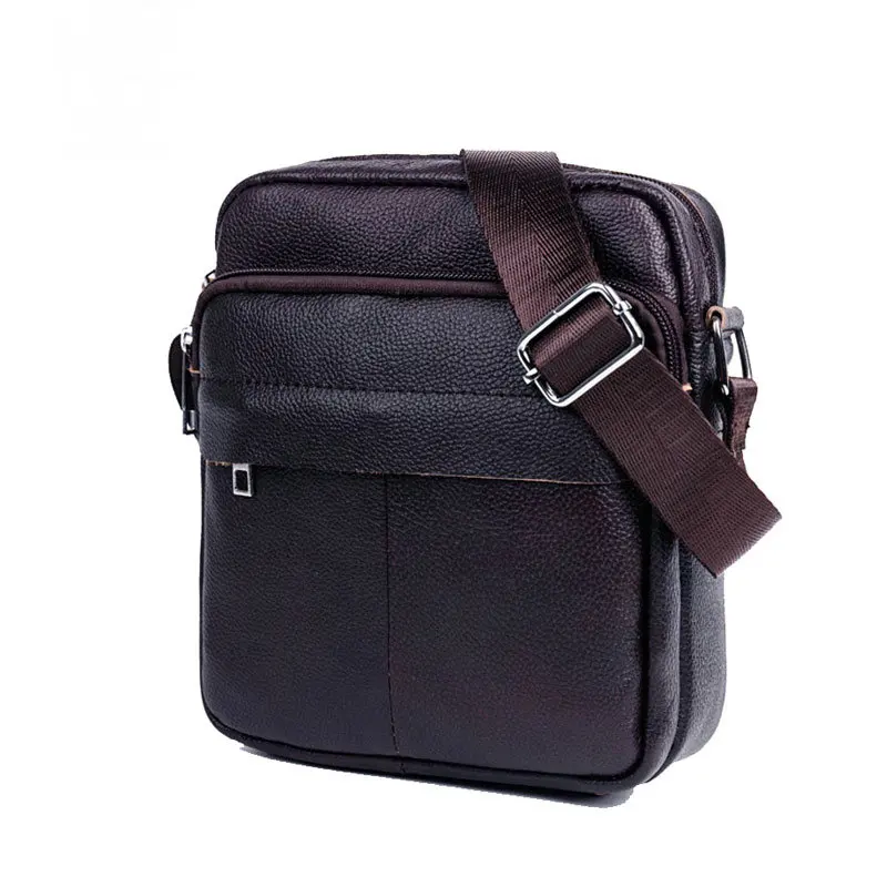 QIAOBAO мужские сумки из натуральной кожи высокого качества сумки из коровьей кожи темно-коричневая сумка через плечо для мужчин - Цвет: Brown