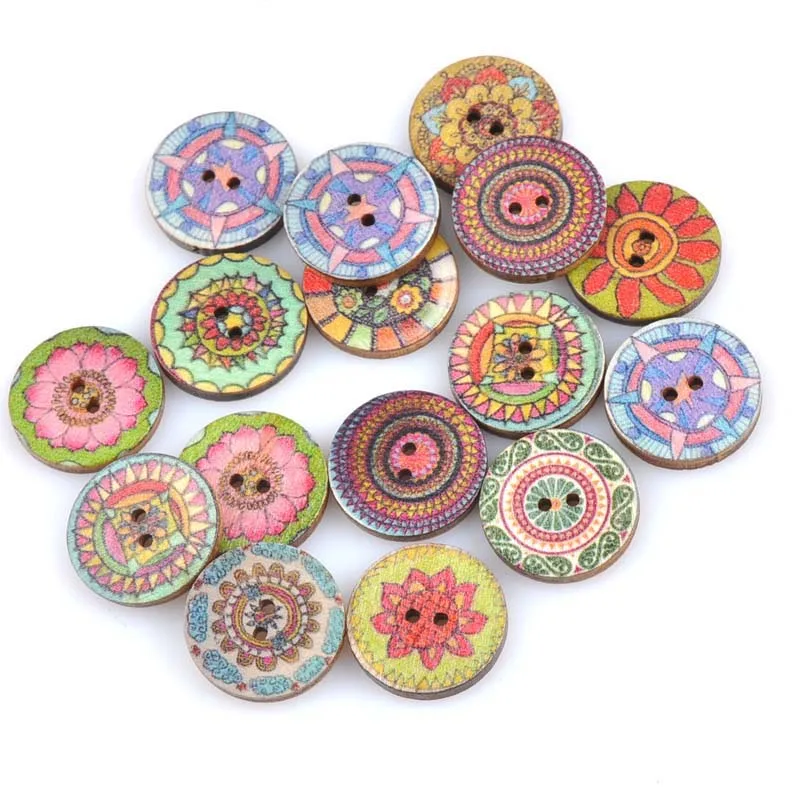 High Quality Sewing Accessories Clothing Crafts Sewing Handwork Painted 20PCS/Lot Wood Buttons Popular Gear Hot Sale - Цвет: 9