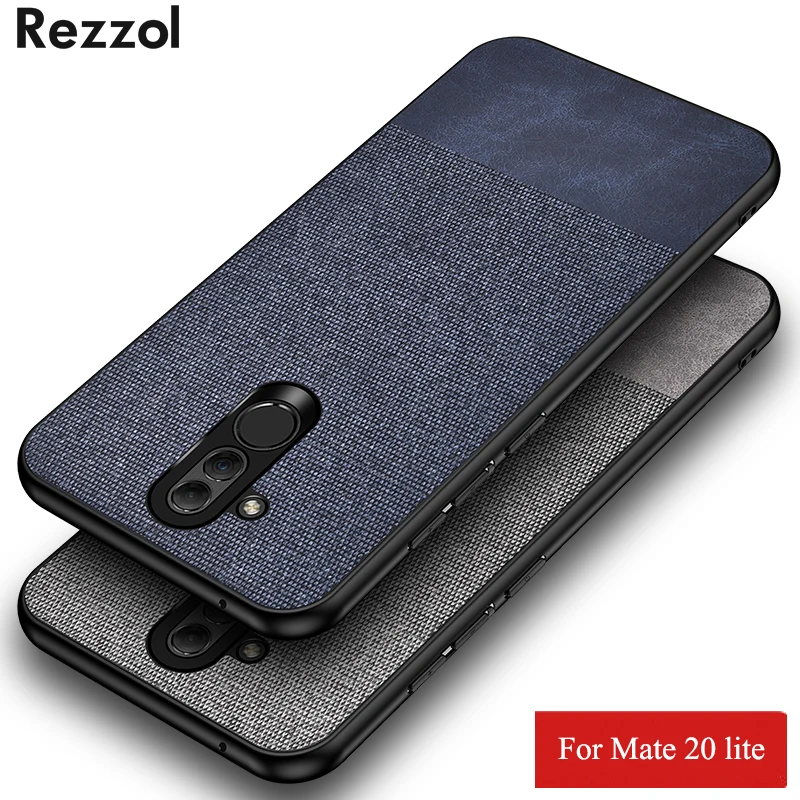 

Rezzol For Huawei mate 20 lite Case Luxury Fabric Cloth Hybrid PU Hard PC Back Cover For Huawei mate20 lite Phone Cases Fundas