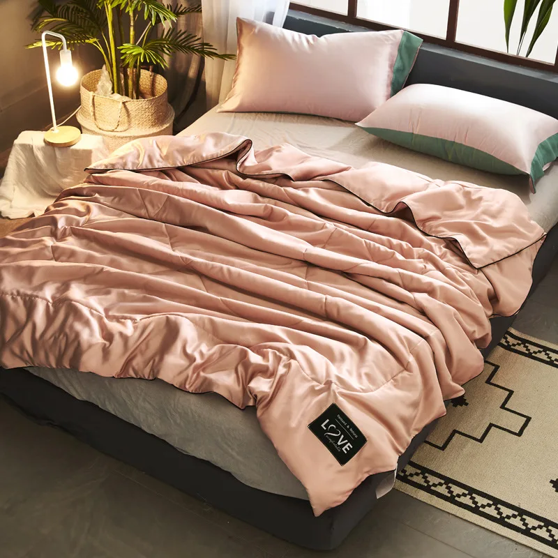 New-Ice-Silk-Air-Condition-Summer-Quilt-Comforter-Twin-Queen-Blankets-for-Adults-Kids-Plaids-Patchwork