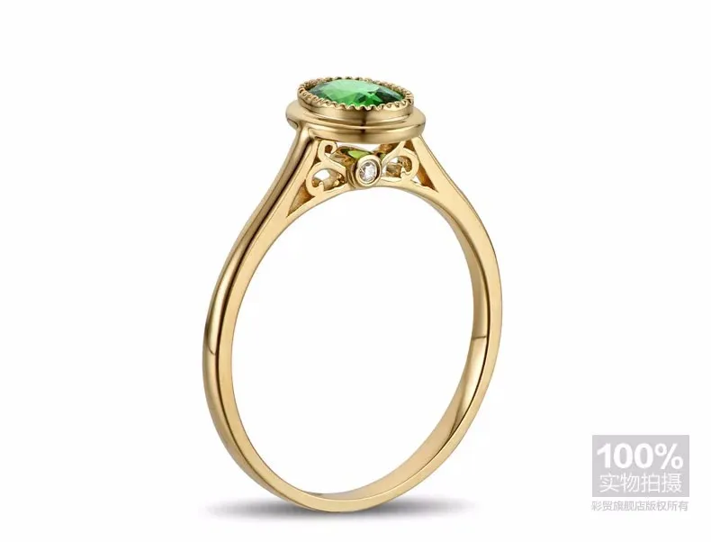 Caimao 18kt/750 Yellow Gold 1.02 ct натуральный цаворита и 0.02 КТ полный огранки Обручение Драгоценное кольцо ювелирных изделий