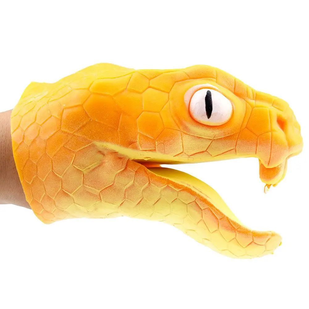 10pcs/lot Lifelike Orange Snake Hand Puppet Animal Head Hand Puppet