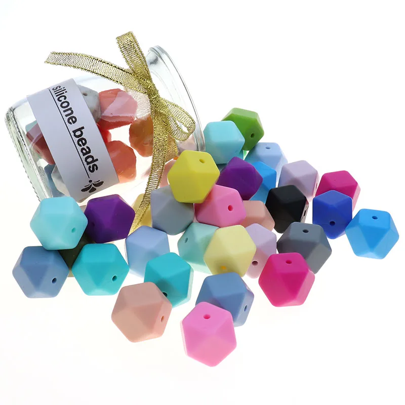 100/% Food Grade Silicone Beads Mini Hexagon Silicone Beads BPA Free 14mm Fire Orange Mini Hexagon Silicone Beads Sensory Beads