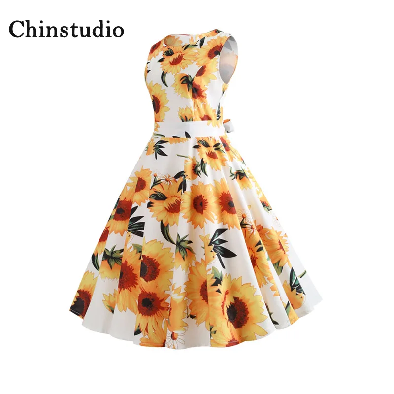 Chinstudio Women Dress 2018 Summer Fall Simple Rou...