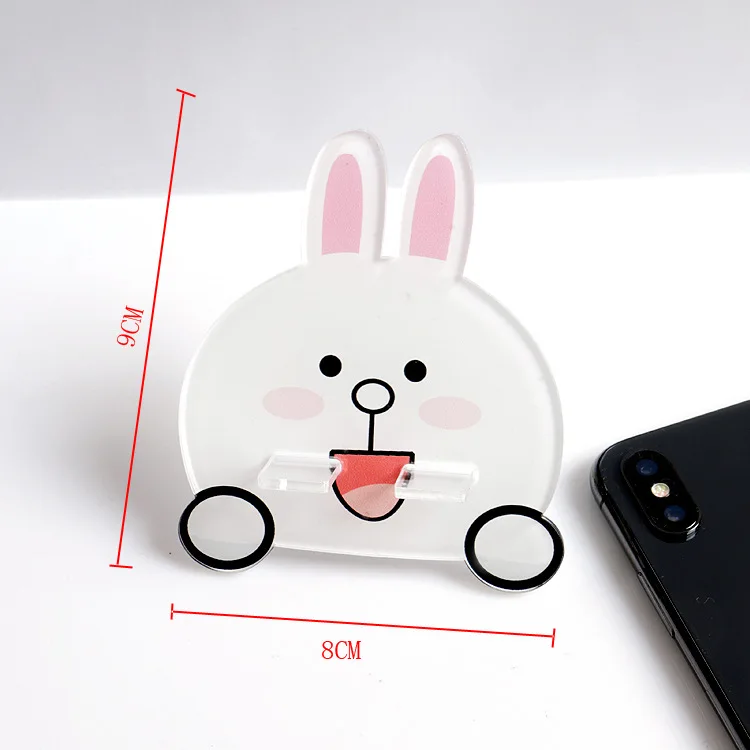 cheap New Arrival 1 Piece Abs Cartoon Cute Desk Phone Holder Stand Rings Chicken Bunny Candy Pattern Support Sockets Phone