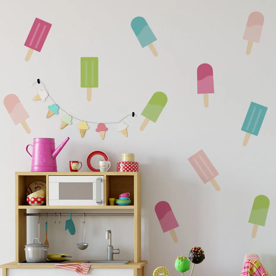 

Ice Cream Waterproof DIY Wall Sticker Cartoon Pattern Art Wall Picture For Children Room Bedroom Diy Home Decoration