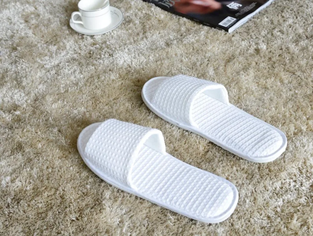 Lote por Case para Adultos Terry Branco Dedo Aberto Chinelos Spa 20 Pares - Mulheres Homens 29*11.5 cm Atacado 5 Online shopping