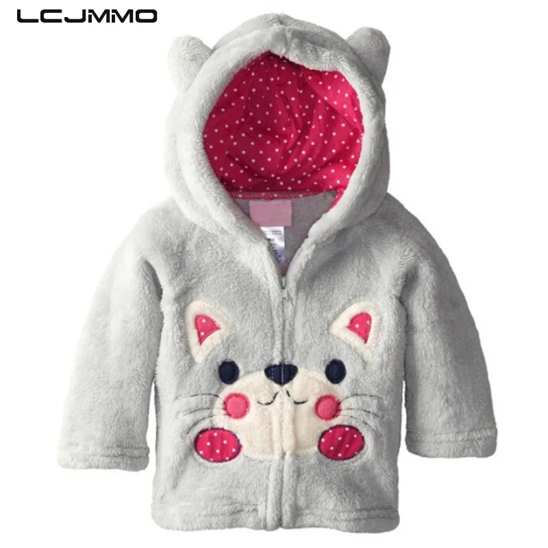 

LCJMMO 2018 Children Coat Cartoon Embroidery Girls Coats And jackets Winter Outerwear Hoodies Infant Baby Girl Clothing 80-130CM