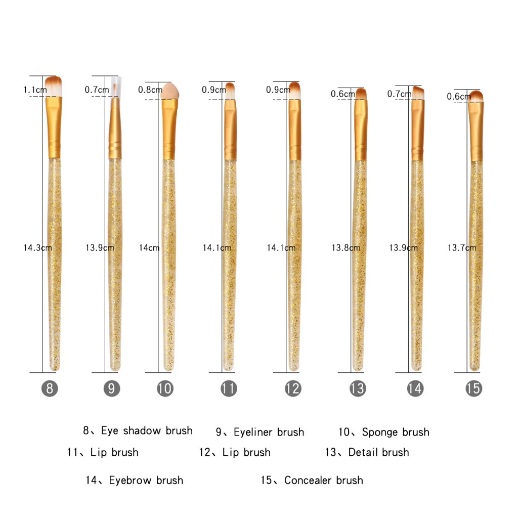 15 шт. портативная Роскошная блестящая кисточка для макияжа изысканные блестящие косметические кисти maquillaje Прямая поставка