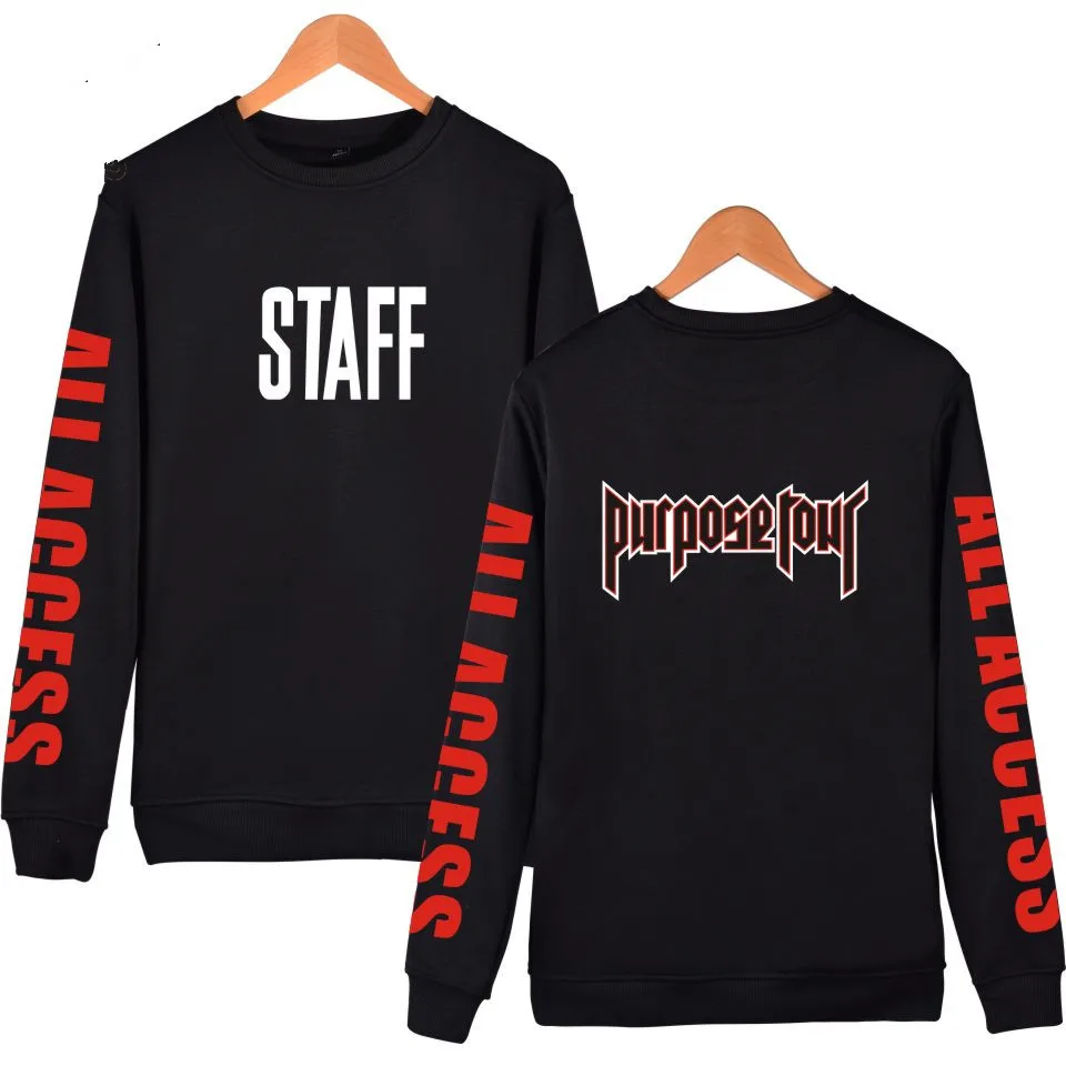 Justin Bieber STAFF 2017 New Style Capless hoodies Men/Women Kpop sweatshirt out wear for winter autummn XXXXL Plus Size