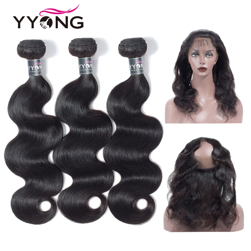 

Yyong Brazilian Body Wave 360 Lace Frontal Closure With Bundle Remy Human Hair 3 Bundles With Closure Natural Lace Frontal
