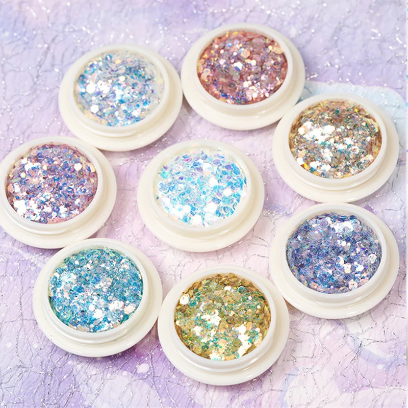 

Nail Art 1Box Nail Chunky Glitters Colorful Mix Size 8 Color Choice Nail Glitter Powder Sequins Powder For Nail Dust Decoration