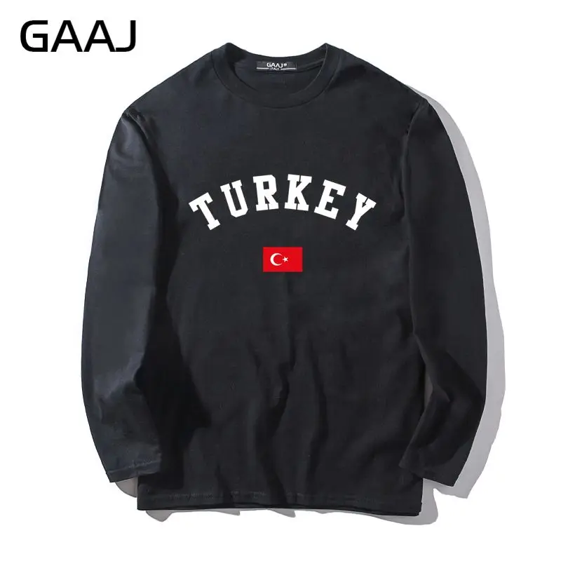 

T Shirt Men Turkey Flag O-neck Man Man & Women Unisex Long Sleeve Print Letter Clothes Casual Streetwear Casual Brand Clothing