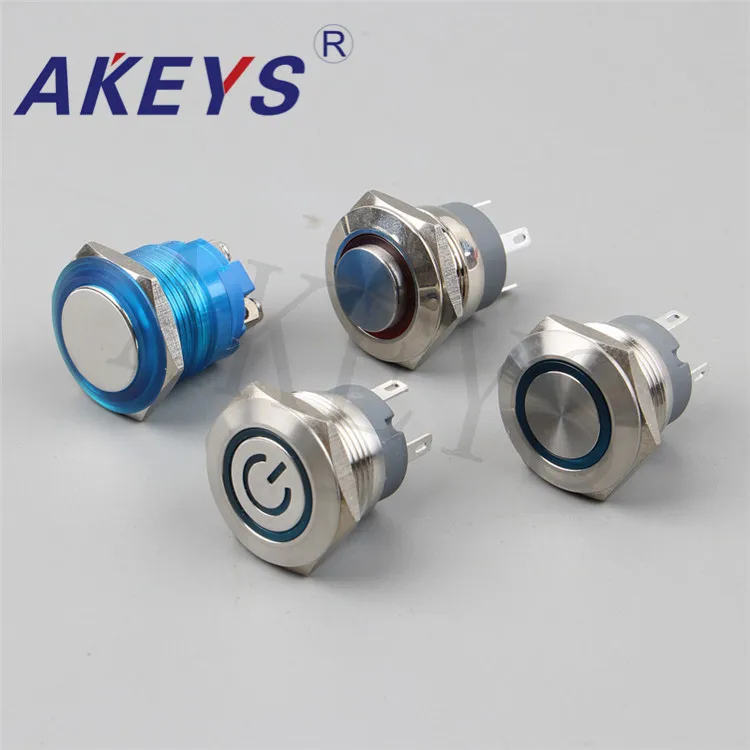 PX19C-P11Y-EPower Waterproof High Flush Push Button Switch 19mm Press Switch With Ring LED