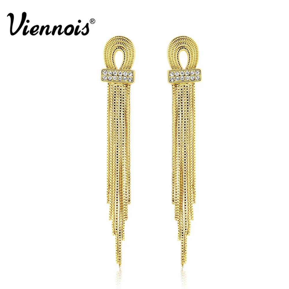 Viennois Women Long Chain Earrings For Gold Drop Vintage Viennois Women Long Chain Earrings For Gold Drop Vintage Rhinestones Jewelry Wedding In From Accessories