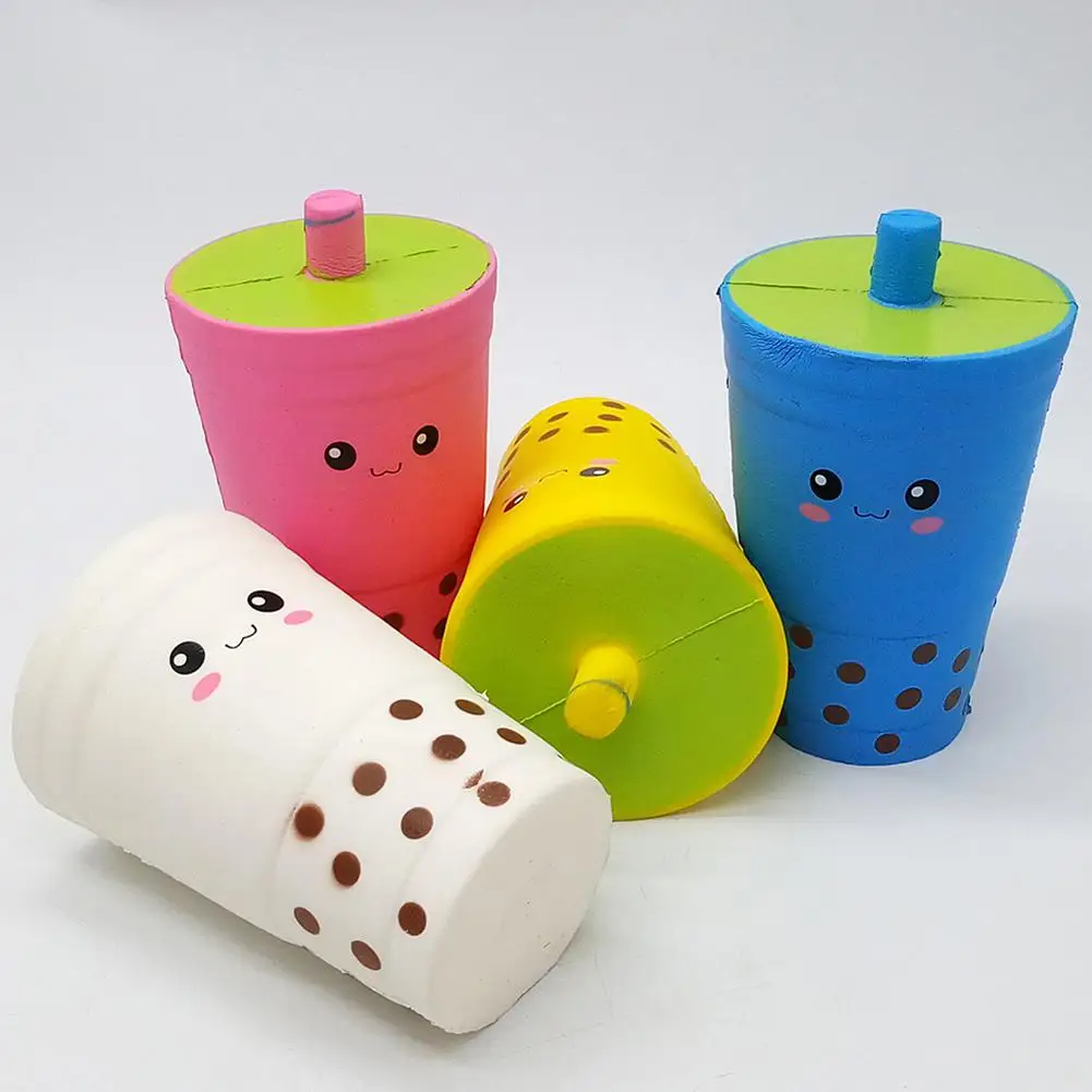 

Free Drop Shipping Cartoon Cute Milk Tea Cup Soft Squishies Slow Rising Decompression Toy Collection Decor preschool props