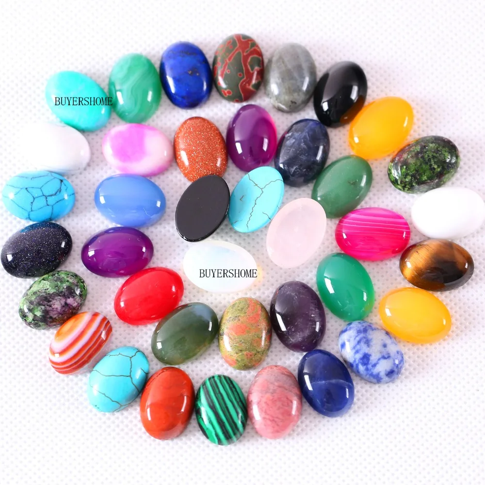 

BUYERSHOME 5Pcs 15x20MM Natural Stones Opal Onyx Crystal No Drilled Hole Oval Cabochon CAB Bead For DIY Jewelry Making Ring