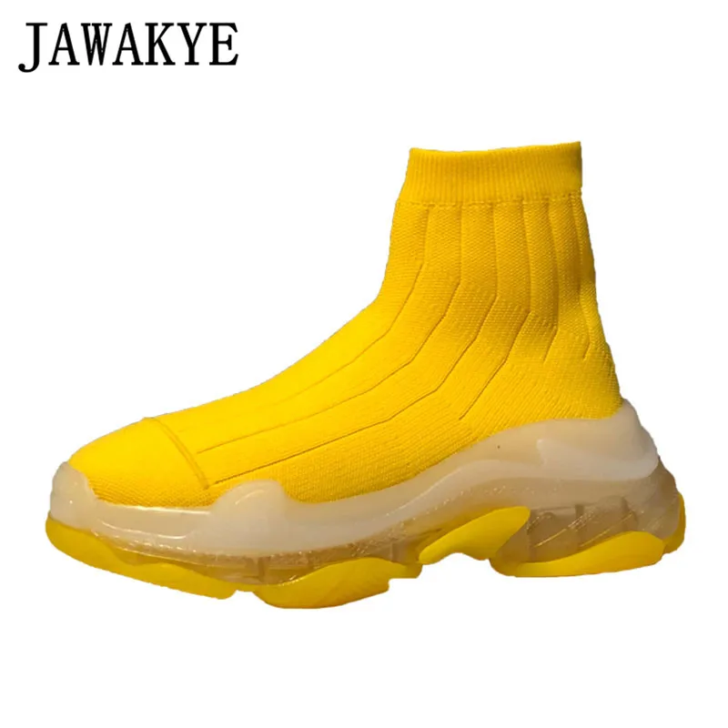 

New Ankle Boots For Women Elastic Stretch knitted platform flat heel Bota Femininas lovers breathable sneakers casual sock Shoes
