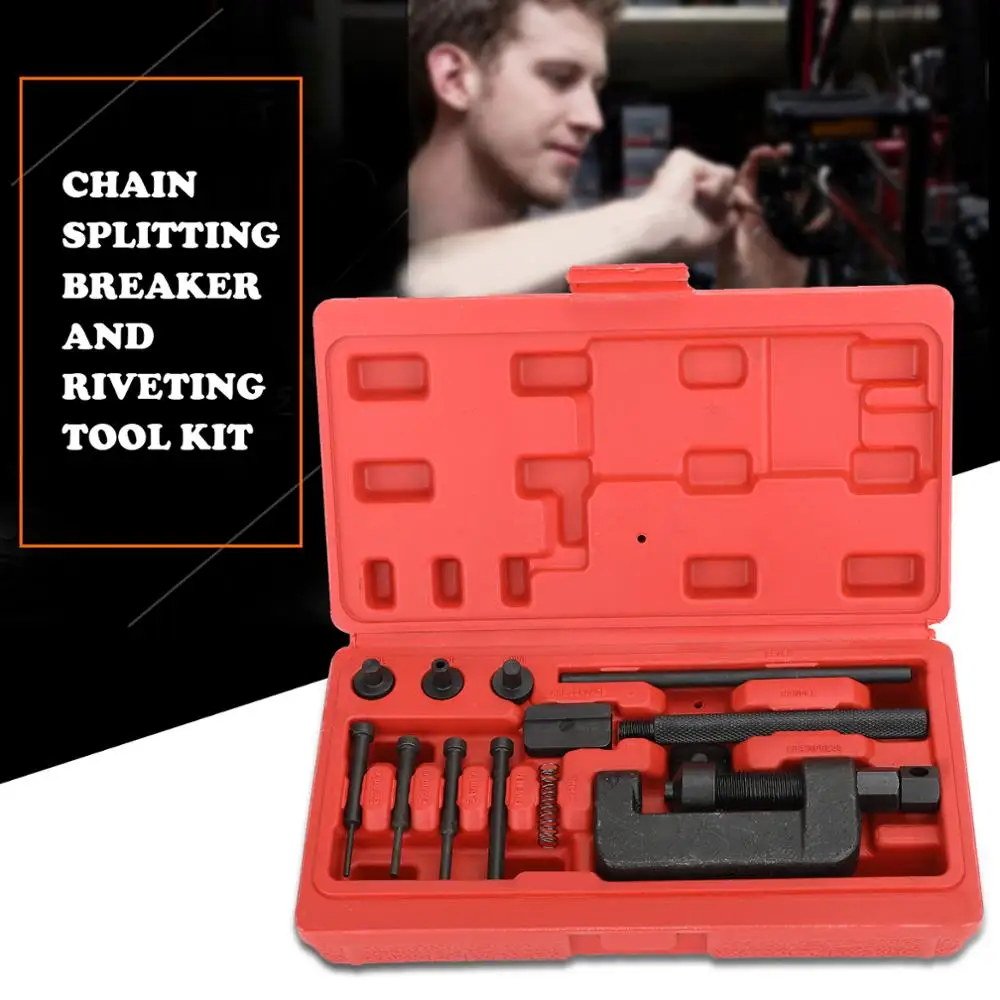 

Areyourshop Motorcycle Bike Chain Breaker Splitter Link Riveter Riveting Repair Tool Set Motorcycle Accessories