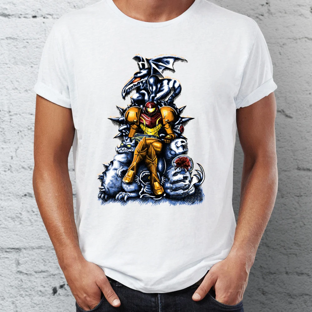 

Summer Men's T-shirt The Huntress Throne Samus And Ridley Metroid Gaming Tshirt Anime Tees Tops Harajuku Streetwear