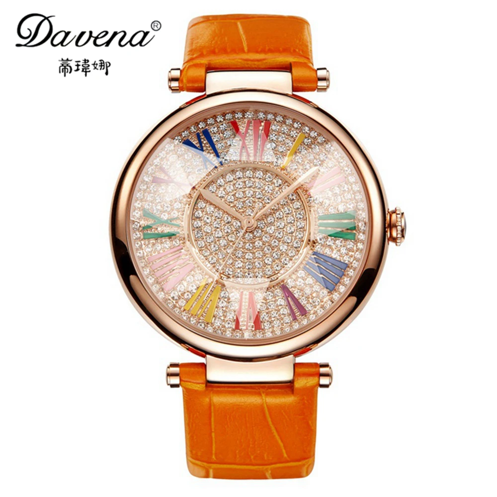 

2017 Female Austrian Crystal Wristwatch Womens Dress Rhinestone Watches Fashion Casual Japan Quartz Watch Top Davena 30991 Clock
