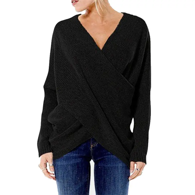V Neck White Sweaters Women 2019 Spring Long Sleeve Knit Pullovers Crop Sexy Winter Knitted Sweater | Женская одежда