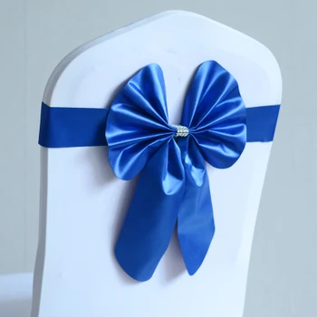 

Royal blue colour chair sash butterfly style bow tie stretch sash lycra band spandex chair cover sash for weddings wholesale
