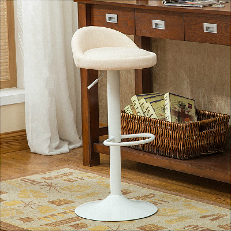 

Creative Printing Lifted Bar Chair Rotated Stable Multi-function High Stool with Backrest Cloth Seat Household Leisure Stool