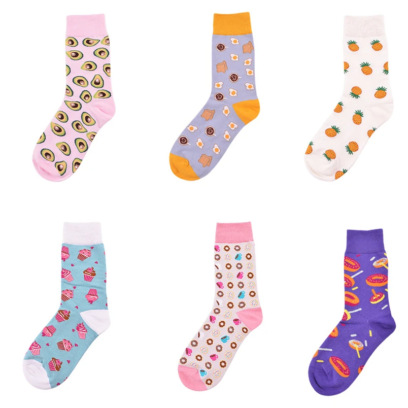 Adulte taille été équipage coton chaussettes nourriture Fruits Orange pastèques ananas avocats rose menthe vert Dessert bonbons bananes Fun
