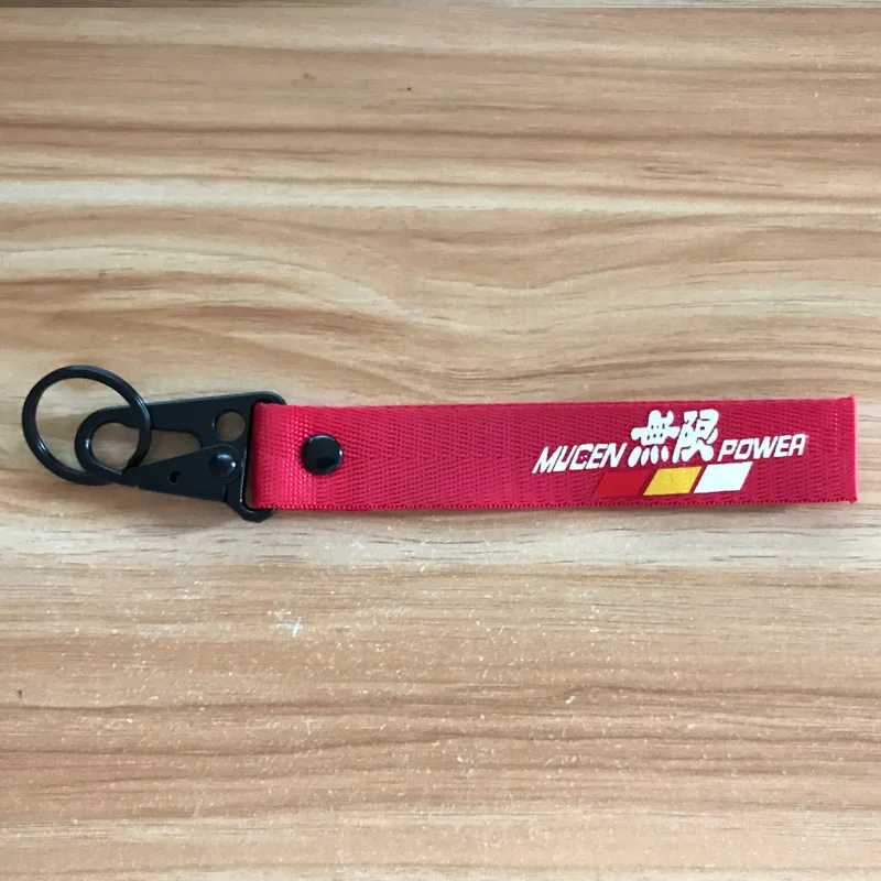 

Car Seat belt material nylon cloth keychain for MUGEN JDM Racing emblem for honda toyota nissan Mitsubishi mazda accessories