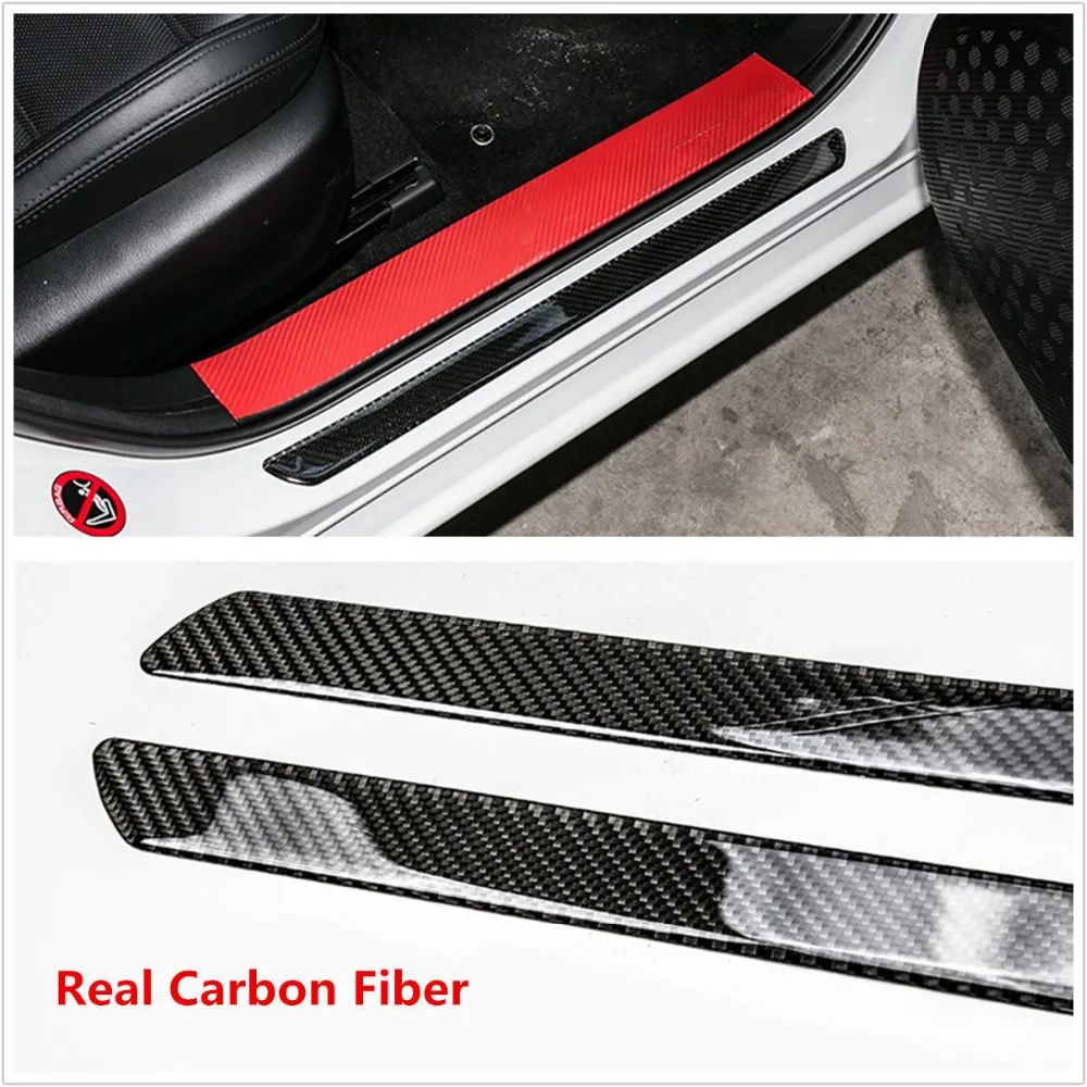 

2pcs 60cm Carbon Fiber Car SUV Scuff Plate Door Sill Panel Step Protectors Cover Trim For All Cars Trucks SUV