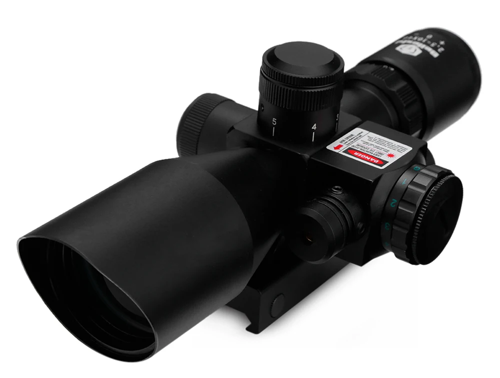 Beileshi Riflescope Red Dot Tactical 2.5 - 10 x 40 Red Laser Dual Illuminated Mil-dot W / Rail Mount