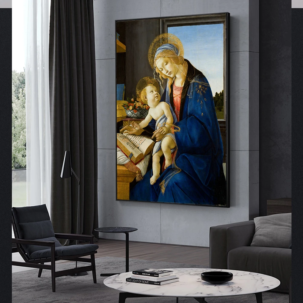 Sandro Botticelli The Virgin and Child Canvas настенные картины Madonna of Book знаменитая картина