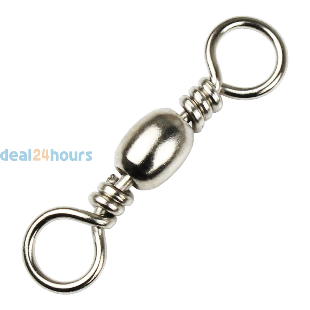 Lot 100pcs Brass Crane / Barrel Swivels Fishing Hooks Tackle Size 7