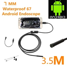 Endoscope Borescope USB Android Inspection Camera HD 6 LED 7mm Lens 720P Waterproof Car Endoscopio Tube mini Camera 3.5M