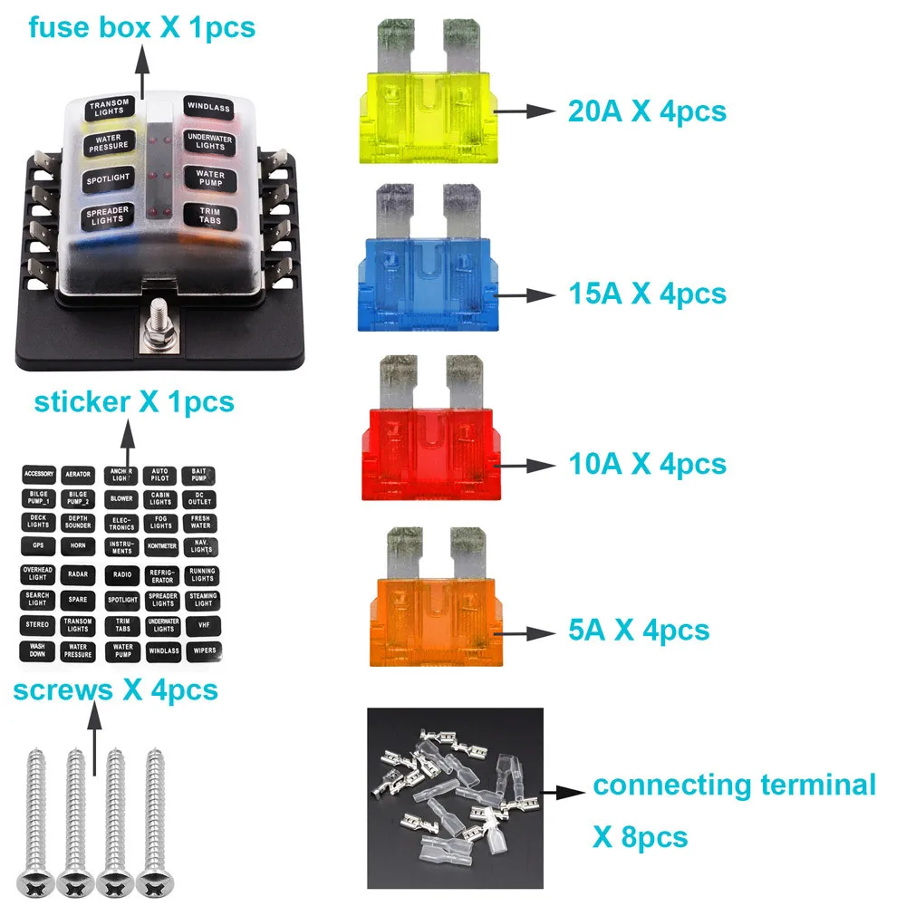 

6/8/10/12 Way Terminals Circuit Car Boat Bus ATC ATO Fuse Box Block Holder 32V headlight For honda For nissan For volvo NEW