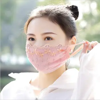 

Autumn Spring Breathable mouth mask women girl lace cotton mask Bacteria proof anti-pollution mask Cycling Windproof Anti-Dust