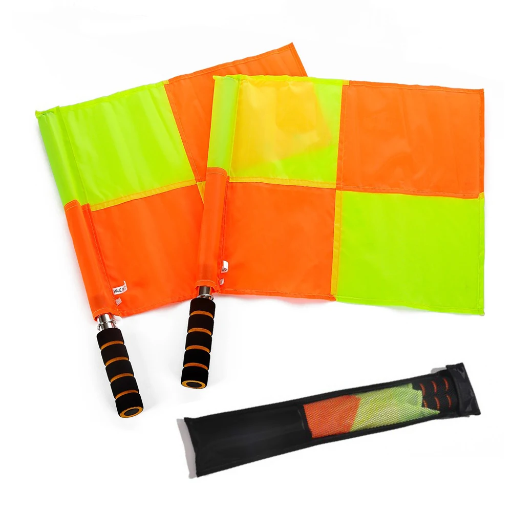 

2 Pcs Soccer Referee Flag with Bag Football Judge Sideline Fair Play use Sports Match Football Linesman Flags Referee Equipment
