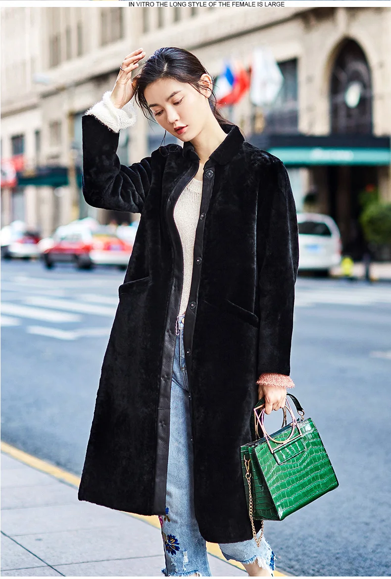 Excellent AYUNSUE Real Fur Coat Sheep Shearling Jacket Long Sheepskin Winter Jackets for Women 2019 Double-faced Natural Fur Coats WYQ2043 3
