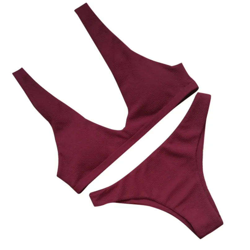 Sexy Bikini Set Pleated Bikini Solid Swimwear Women Push Up Swimsuit Off Shoulder Biquini Comfortable Summer Beach Wear #2D05 (7)