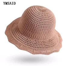 Ymsaid Солнцезащитная женская панама весна лето вязанная крючком Рыбацкая Панама высокое качество хлопок Простые головные уборы