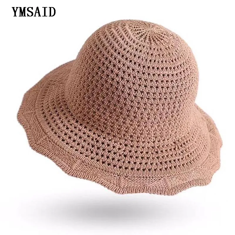 

Ymsaid 2018 Sunscreen Women Bucket Hat Spring Summer Knitted Crochet Fisherman Panama High Quality Cotton Simple Hats