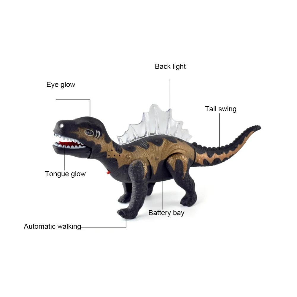 Мальчики Электрический ходьба Spinosaurus динозавр игрушки светящийся симулятор динозавра со звуком сборка модель игрушки для детей