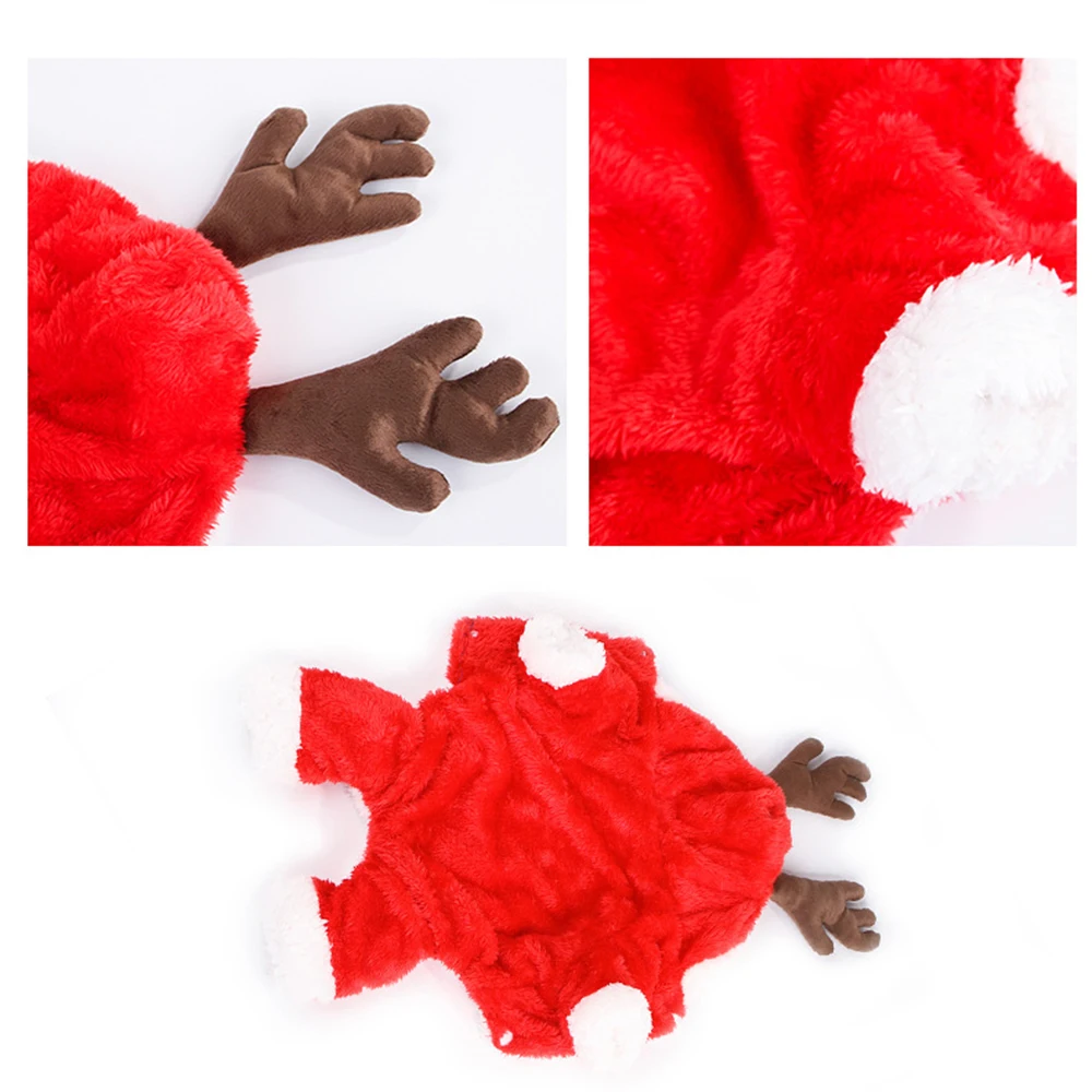 Мягкая теплая собака одежда для домашних животных толстовка коралловый флис котенок Собака Щенок пальто четырехконечные дизайн прекрасный Лось рождественские костюмы, косплей