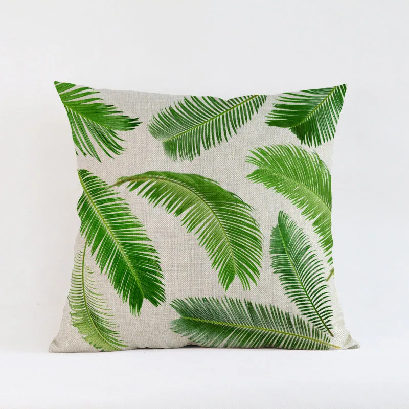 الاستوائية جوز الهند الأشجار الخضراء يترك نمط الكتان وسادة القضية الرئيسية مكتب أريكة غطاء وسادة الزخرفية