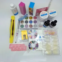 24 шт. набор кистей для наращивания ногтей набор УФ-гелей Набор для нейл-арта 12 порошков склеивающий файл блоки верхнее покрытие праймер природные Советы Инструменты