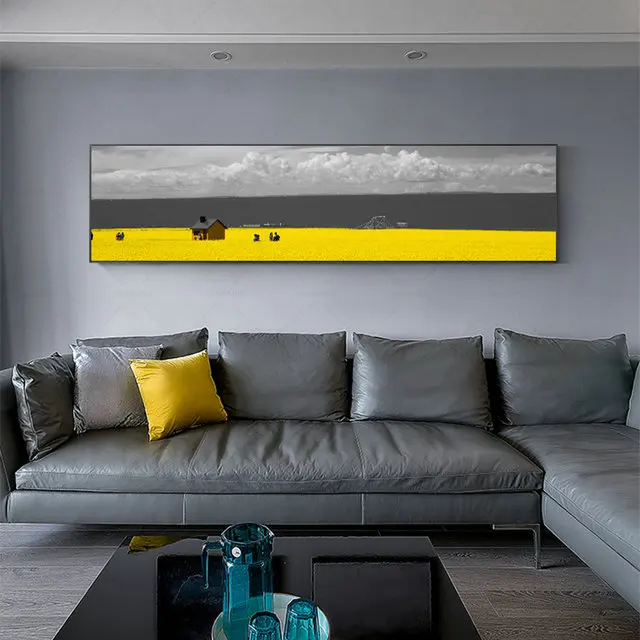 Скандинавский плакат черно-белый настенный Арт холст желтый мост каменное дерево живопись современный минималистичный настенные картины для гостиной - Цвет: D Style