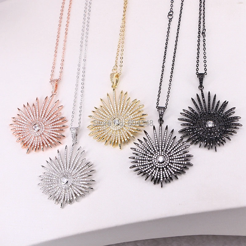 5 нитей Zyunz Micro Pave CZ Подвески с солнечным цветком золотые серебряные розовые